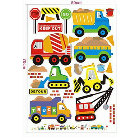 Lovely Removable Pvc Wall Sticker Transport Truck Digger Art Decal Kids Children Room Decor 27 5x19 7inch Canada - Childrens Wall Decals Canada