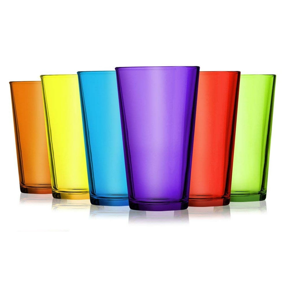 Party Color Full Accent 16 oz Mixing Glasses Set of 6 by TableTop