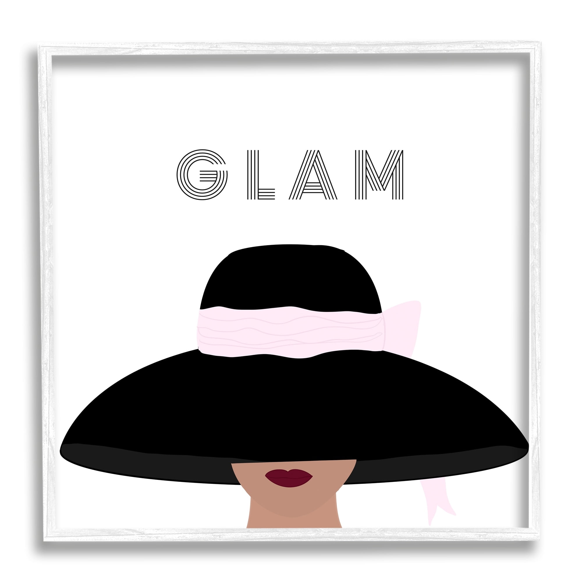 Stupell Industries Glam Text Fashionista Female Black Pink Hat , 24 x 24, Design by Ashley Singleton