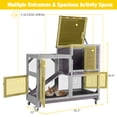 thumbnail image 3 of Aivituvin Rabbit Cage Indoor Outdoor Bunny Hutch on Wheels, 2 Story Wood Guinea Pig Cages with 2 Deeper Pull Out Trays (Gray), 3 of 10