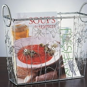 Neu Home Floral-Motif Magazine Rack, Chrome Finish