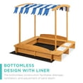 thumbnail image 6 of Best Choice Products Kids Wooden Cabana Sandbox w/ Bench Seats, UV-Resistant Canopy, Sandpit Cover, 2 Buckets - Natural, 6 of 7
