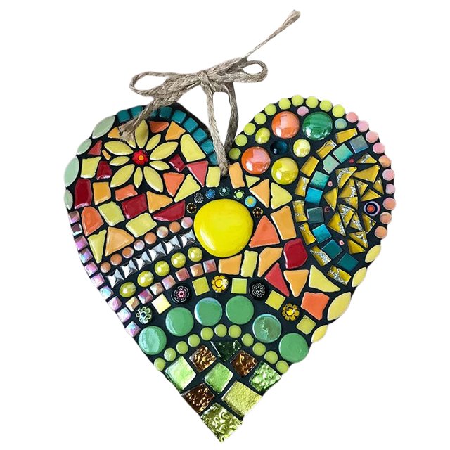 Decoración del hogar grandes mosaicos de jardín corazón puerta ventana colgante al aire libre arte de la pared signo de bienvenida adornos XBTCLXEBCO Colgante en forma de corazón, estampados de flores.