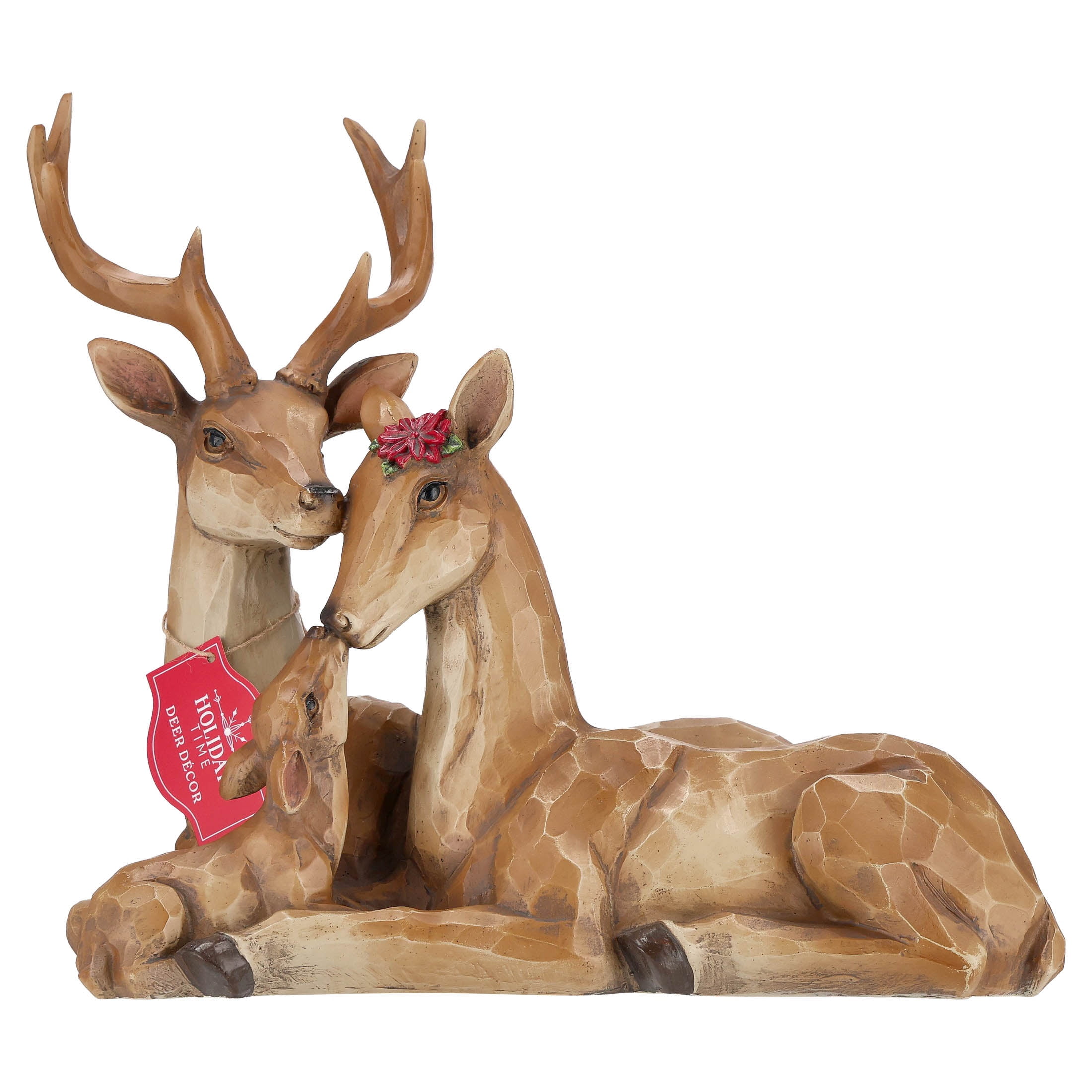 Resin Deer Family Christmas Decoration, Brown, 10.5", by Holiday Time