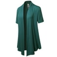 thumbnail image 1 of FashionOutfit Women's Solid Jersey Knit Draped Open Front Short Sleeves Cardigan, 1 of 4