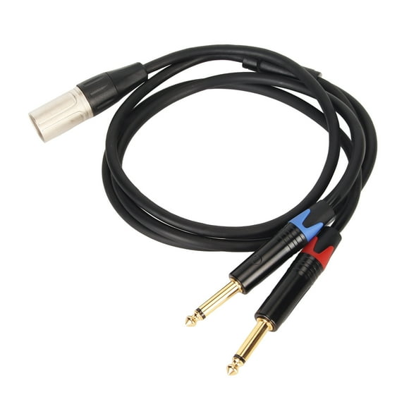 Divisor XLR Maleto Dual TS Mono Y, adaptador doble de 1/4 de pulgada a convertidor Cable divisor en Y doble de pulgada a XLR macho construido para profesionales