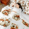 thumbnail image 4 of Castle Fairy Teens Botanical Pumpkin 7 Pieces Bedding Comforter Set,Chic Flower Full Bedding Set Lightweight,Autumn Harvest Fitted Sheet Flat Sheet,Lightweight Room Decor, 4 of 8