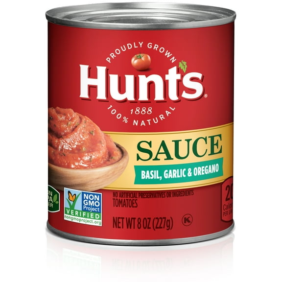 Hunt's 100% Natural Tomato Sauce Basil Garlic & Oregano 8 oz (Pack of 8)