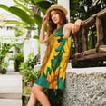 thumbnail image 2 of Easygdp Vibrant Sunflower Painting para Vestido Transpirable de Mujer, Vestido Suelto de Manga Corta con Pliegues y Bolsillos para el Verano, 2 of 7