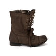thumbnail image 2 of Nature Breeze Prima-05 Brush Leatherette Jewel Folding Cuff Lace Ankle Bootie, 2 of 6