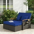 thumbnail image 5 of Costway Patio Rattan Daybed Set with Cushioned Loveseat & Storage Ottoman for Porch Navy + Mix Brown, 5 of 9