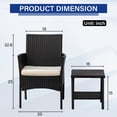 thumbnail image 3 of Brite Stainless Steel and FE Wicker Black 3-Piece Outdoor Conversation Set, 3 of 8
