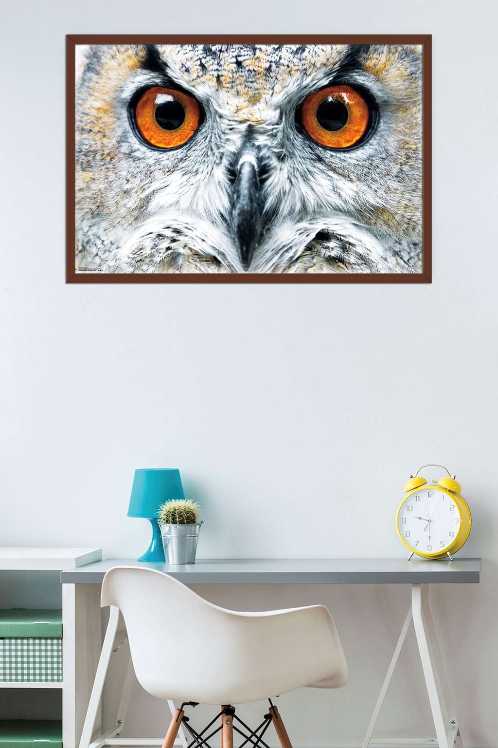 Owl - Close Wall Poster, 22.375" x 34", Framed