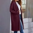 thumbnail image 6 of Baberdicy Cardigan Sweater Women's Autumn and Winter Solid Color Fashionable Thin Lapel Long Woolen Coat Casual Cardigan Women's Cardigans Wine, 6 of 7
