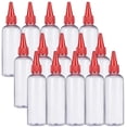 thumbnail image 1 of Paquete de 15 frascos aplicadores de plástico transparente de 96 ml (3.4 onzas) con tapa roja - Ideales para manualidades, arte, pegamento y otros usos., 1 of 7