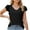 Black, variant on Summer Tops Women Flounce V Neck Solid Color Short Sleeved Summer Ruffles Sleeve T Shirt Top