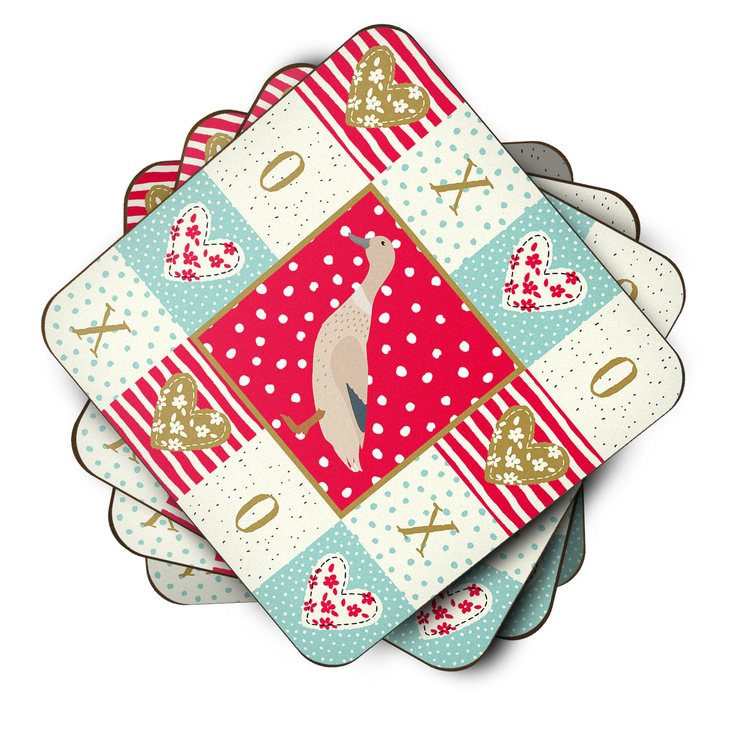 West Harlequin Duck Love Foam Coaster Set of 4