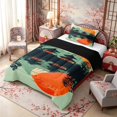 thumbnail image 2 of Manfei Minimal Fuji Twin Comforter Sets for Girls Women, Pagoda Sunset Bedding Set, Green Orange Black, Black Reversible 2-Piece, 1 Comforter and 1 Pillowcase, 2 of 6