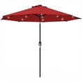 thumbnail image 1 of Outsunny 9ft Solar Patio Umbrella with LED Lights Tilt Canopy, Wine Red, 1 of 10