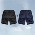 thumbnail image 4 of Outdoor Girls Shorts boys Athletic Running Shorts 2pc Workout Lightweight Gym Basketball Shorts with Zipper Pockets Dark Blue 14-15Y, 4 of 4