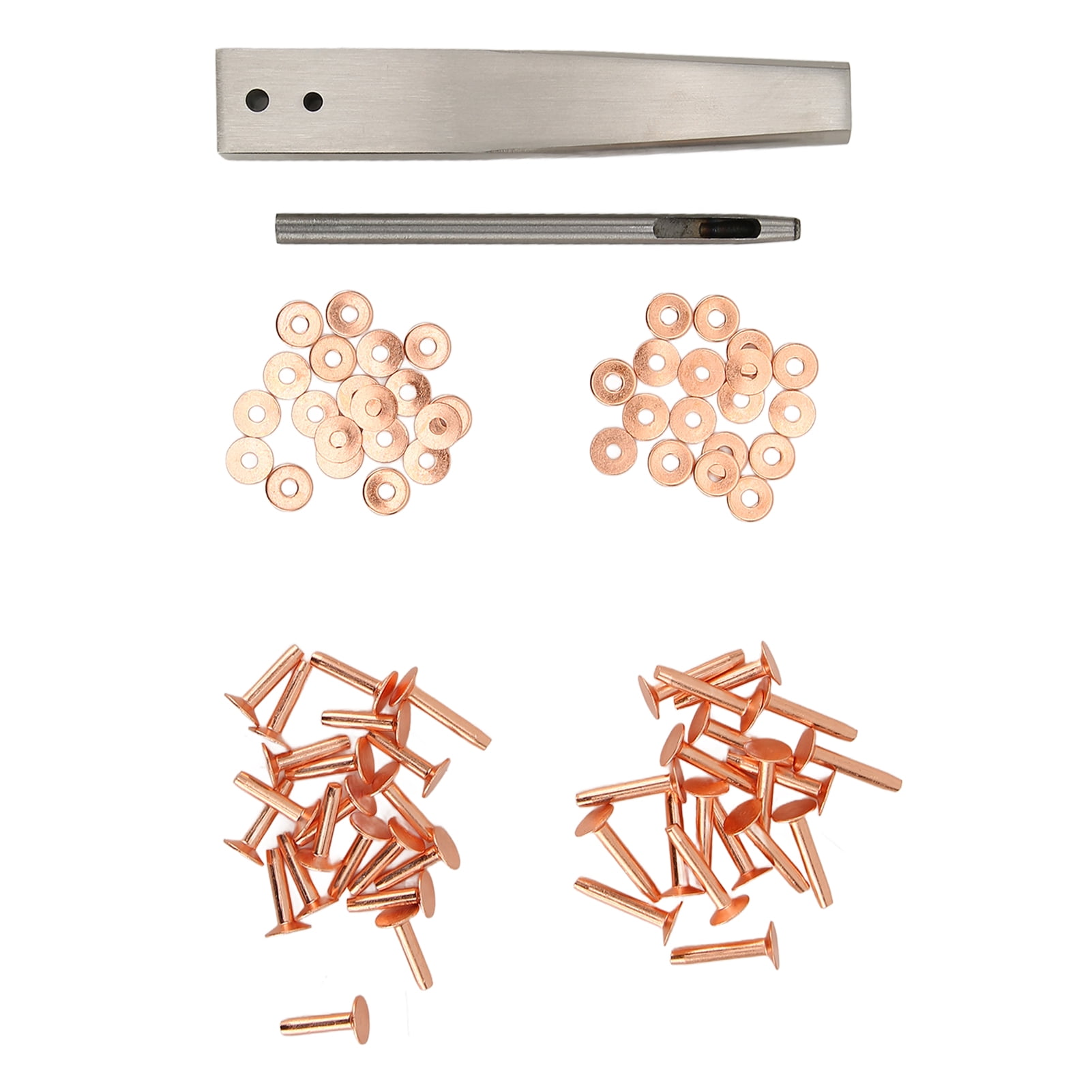 Copper Rivet Burrs Assortment Kit, Copper Rivets with Setters Rust Proof Studs DIY Leather Craft Tool for Clothing Bag Belt