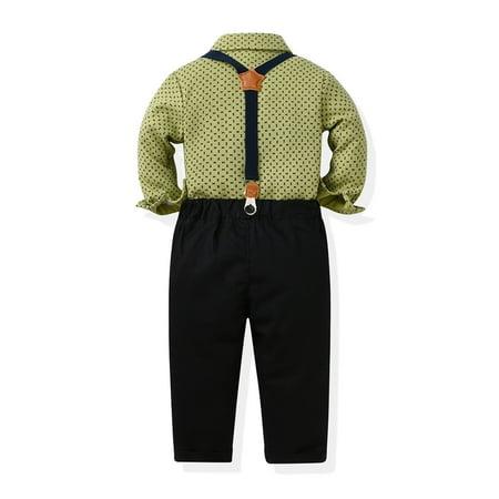 

Cathalem Baby Boy Gift Toddler Boys Long Sleeve T Shirt Tops Pants Child Kids Gentleman Outfits Boy Outfits Toddler Childrenscostume Green 3-4 Years