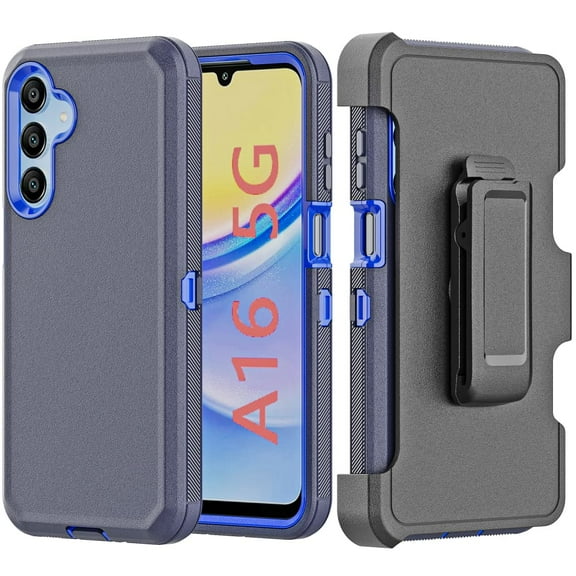 Hotpom for Samsung Galaxy A16 5G Case with Belt Clip Military Grade Shockproof Drop Anti-Scratch Protection for Outdoor Sports and Daily Commute, Blue
