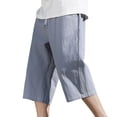 thumbnail image 2 of UVEASISHA Big and Tall Capri Pants for Men Linen Casual Baggy Capris Drawstring Elastic Waist Straight Wide Leg Cropped Trousers with PocketsGray 3XL, 2 of 7