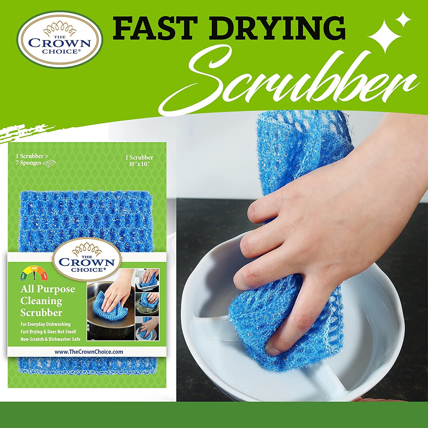 ODOR FREE Scrubbing Pad for Dishwashing and Cleaning | Strong & Scratch  Free Scrubber | VERY Durable and Tough Scrub Sponge | No Mildew Smell from