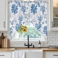 thumbnail image 4 of Coastal Coral Kitchen Window Curtains, Swag Curtains Valance for Bedroom Living Room Bathroom, Blue Grey Ocean Marine Plant Summer Fish Rod Pocket Window Curtain Block Drapes 2 Panels 36"x63", 4 of 9