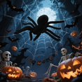 thumbnail image 1 of Decoraciones de terciopelo para fiestas de Halloween: Arañas negras, accesorios y festival de fantasmas, 1 of 6