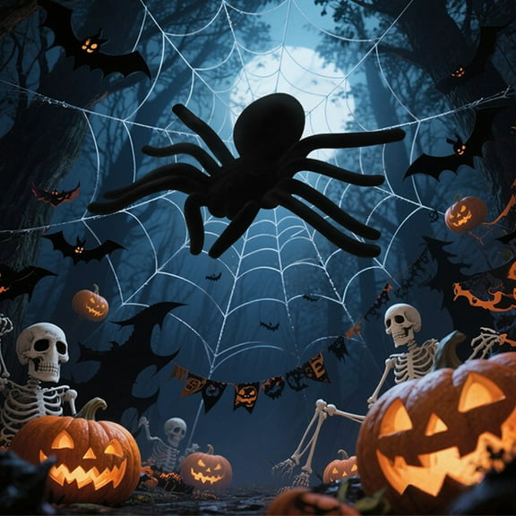 Black Velvet Spider, 6.3"x7" Collectible Decorative Tarantula Toy, Halloween Props for Ghost Festival Party