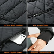Venustas Womens Long Heated Down Jacket with Battery Pack, Rechargeable Puffer Winter Coat (Black, M)