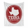 thumbnail image 1 of Texas Star Soft Flannel Fleece Blanket, Vintage Stamp Pattern Map and the Lone Star State Written in Circular Frame, Cozy Plush for Indoor and Outdoor Use, 60" x 80", Ruby and White, by Ambesonne, 1 of 6