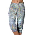 thumbnail image 1 of Mujeres Capri Pantalones Casual Suelto Largo Pantalones de Impresión con Corbata Elástica Cintura Y Bolsillos, 1 of 6
