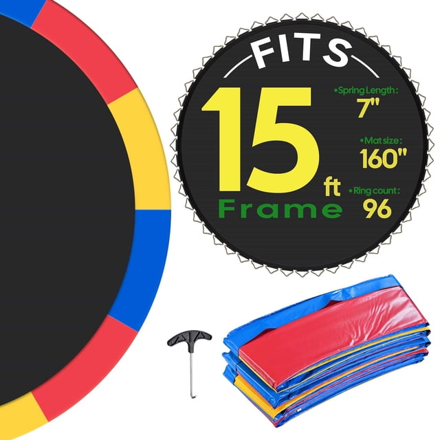 Yescom Trampoline Mat & Pad Replacement Kit with 96V-Ring Fits 15 ft Trampoline Frame Multi-color
