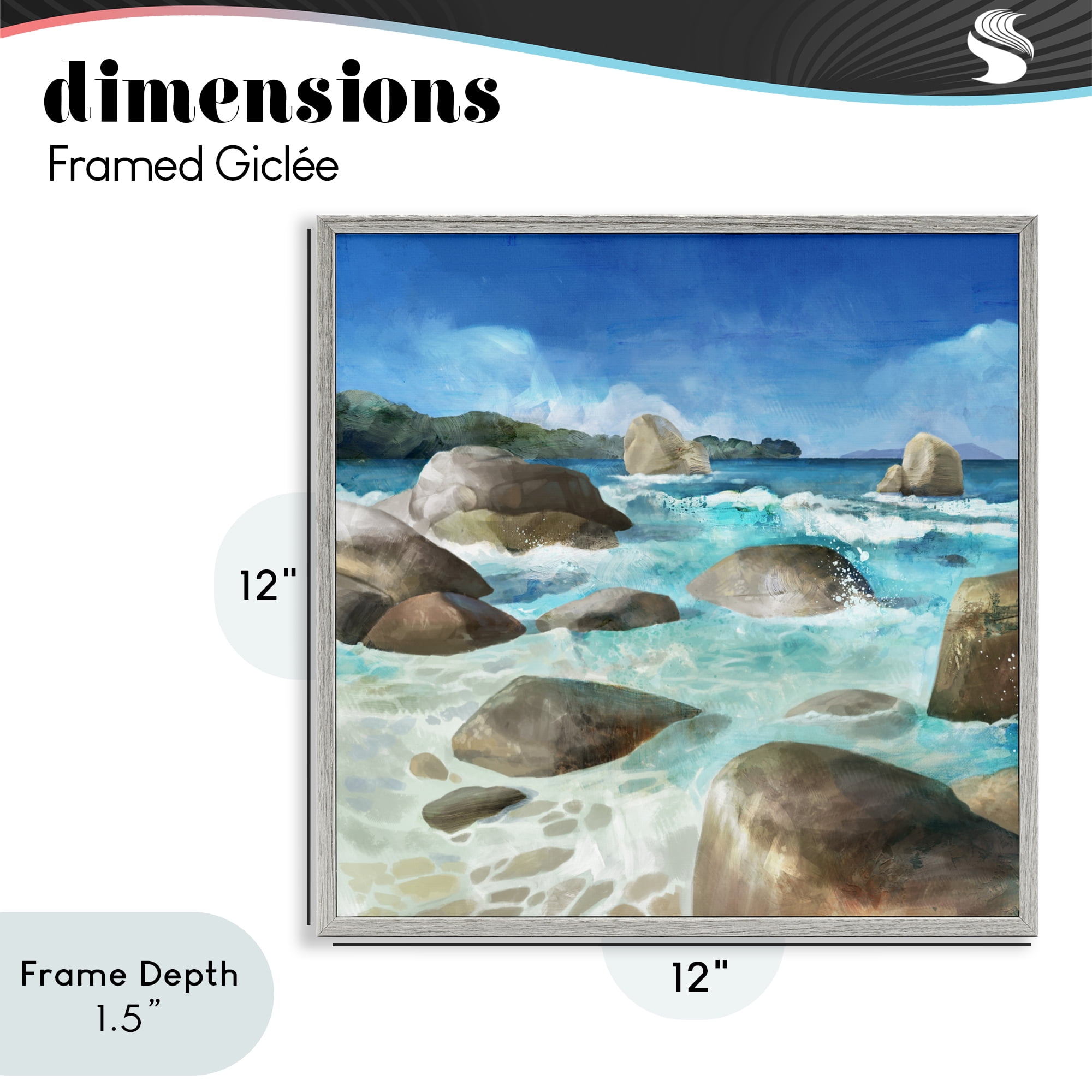 Stupell Industries Low Tide Rocks on Shore Gray Framed Giclee Art, design by Mauro Devereaux
