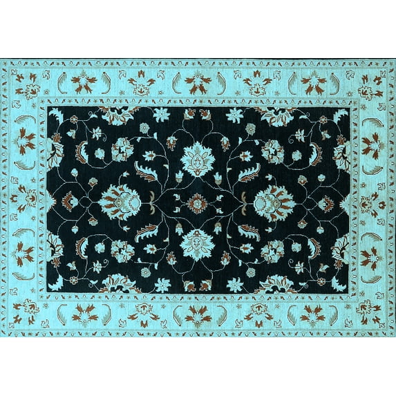 Ahgly Company Indoor Rectangle Oriental Light Blue Industrial Area Rugs, 2' x 3'