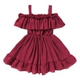 thumbnail image 3 of ITSAME Girls Slip Dress, Waist-Cinching Loose Fit Flutter Ruffle Summer Casual Fashion Dresses Wine 1-2T, 3 of 5