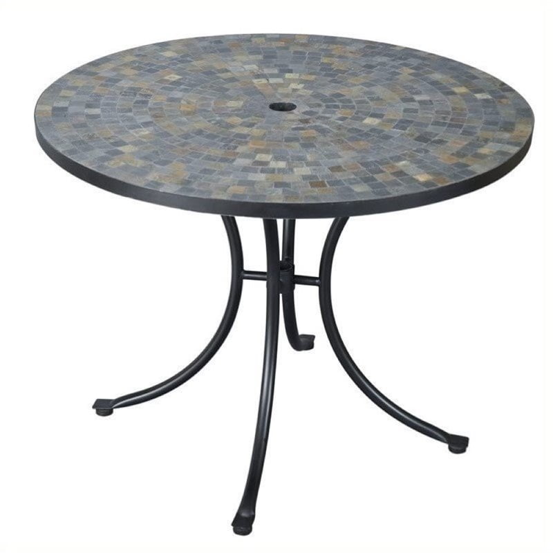 Bowery Hill Round Patio Dining Table in Black Slate - Walmart.com