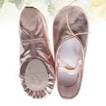 thumbnail image 4 of Zapatos de baile de cuero PU de color rosa para niñas, zapatos de baile con banda elástica cruzada, zapatos suaves antideslizantes para niños de rendimiento, talla 25, 4 of 6