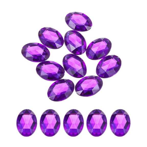 10Pcs Acrylic Oval Gems 30x40 mm Flat Back Artificial Rhinestones for DIY Crafts Bead Wedding Party Purple