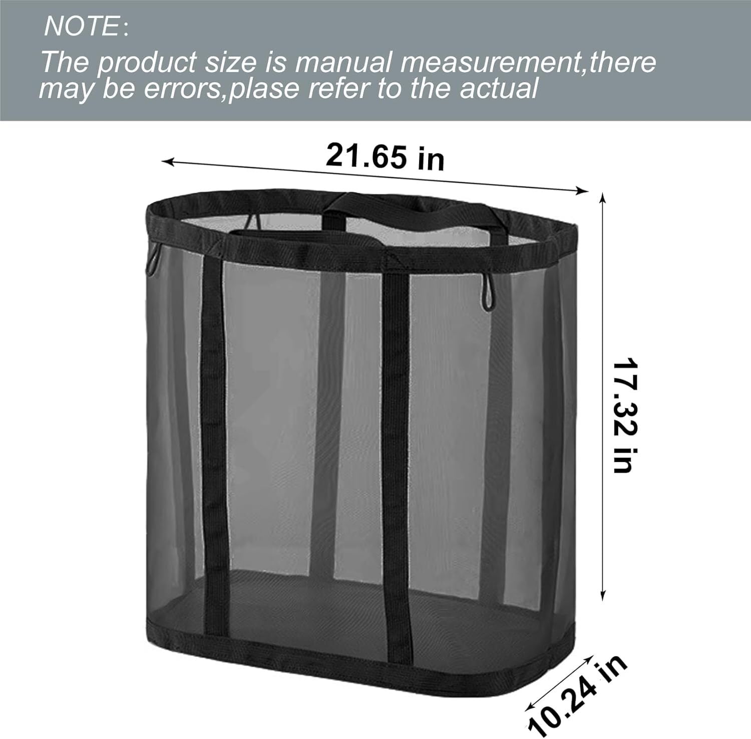 Mesh Bag with Handles, Collapsible Laundry Basket, Foldable Laundry Bag, Breathable Folding Beach Bag,Space-saving Travel Tote Bags,Black