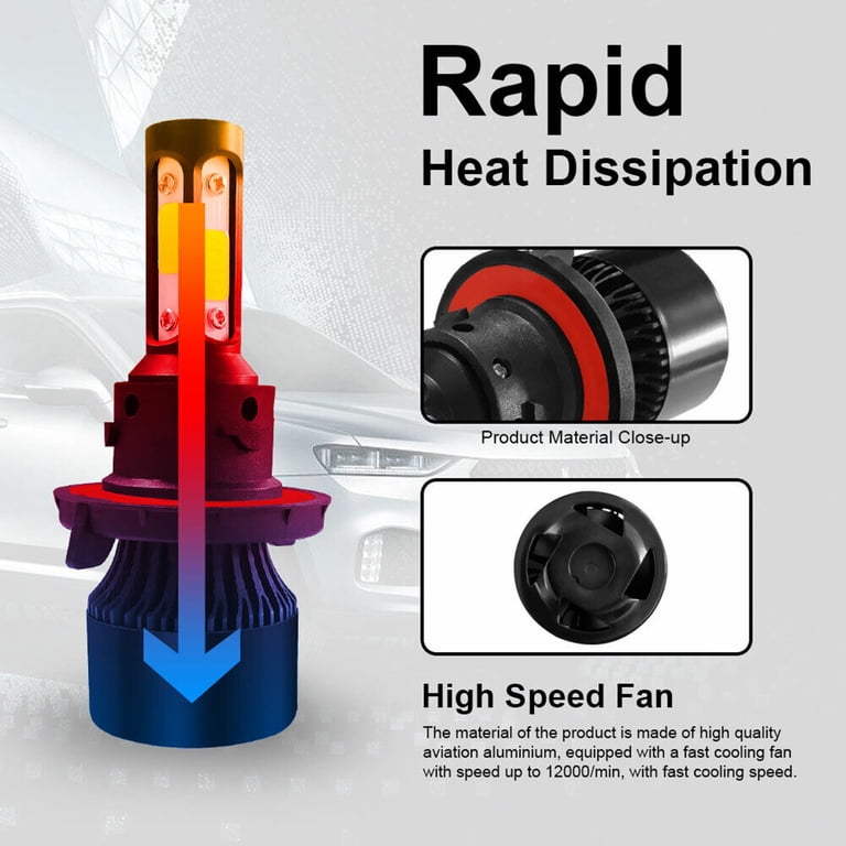 2x 9007 LED Headlight Luces Fuertes Para Auto Coche Luz Carro Bulbs