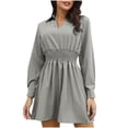 thumbnail image 1 of Pompotops Mode Automne et Printemps Robe Longue à Manches Longues Col en V pour Femmes en Solde, 1 of 8