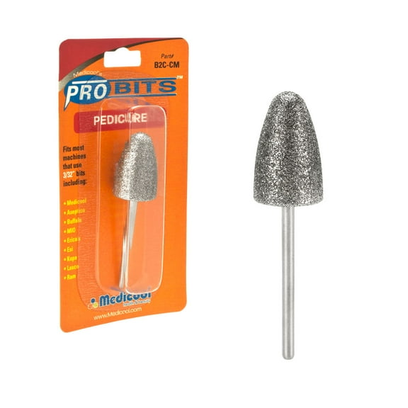 medicool diamond autoclavable pedicure drill bit foot cone coarse grit 3/32"