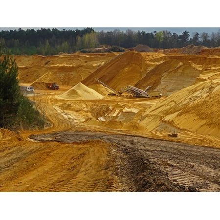 Material Box - Canvas Print Open Pit Mining Removal Sand Raw Materials Sandpit Stretched Canvas 10 x 14