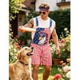 thumbnail image 5 of Bindefon Bibs Overalls Men Work Coveralls Shorts Printed Jumpsuit(Eagle,L), 5 of 8