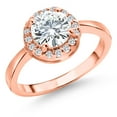 thumbnail image 2 of Gem Stone King Halo CZ Simulated Diamond Solitaire with Accent Stone Engagement Ring for Women Available in Size 6, 7, 8, 2 of 4