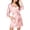 Pink, variant on Women's Silk Satin Robe Kimono with Short Lace Trim and Pockets 3/4 Sleeve Sexy Sleepwear for Bride, XS-XXL